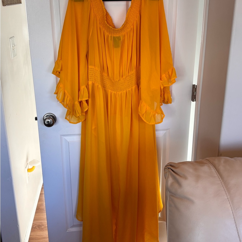 Ashley Stewart Vibrant Yellow Long Sleeve Dress
